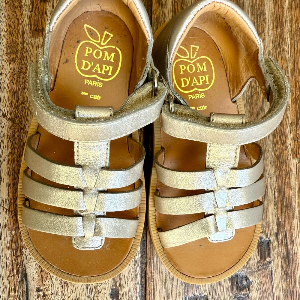 Pom d'Api Kids PLAGATE STRAP Gold Sandals